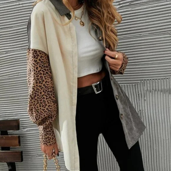 Multi Color & Print Contemporary Cut & Sew Leopard - Picture 3 of 5